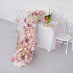 Uflower Pink Rose Sofa Table Runner Floor Flower Arrangement