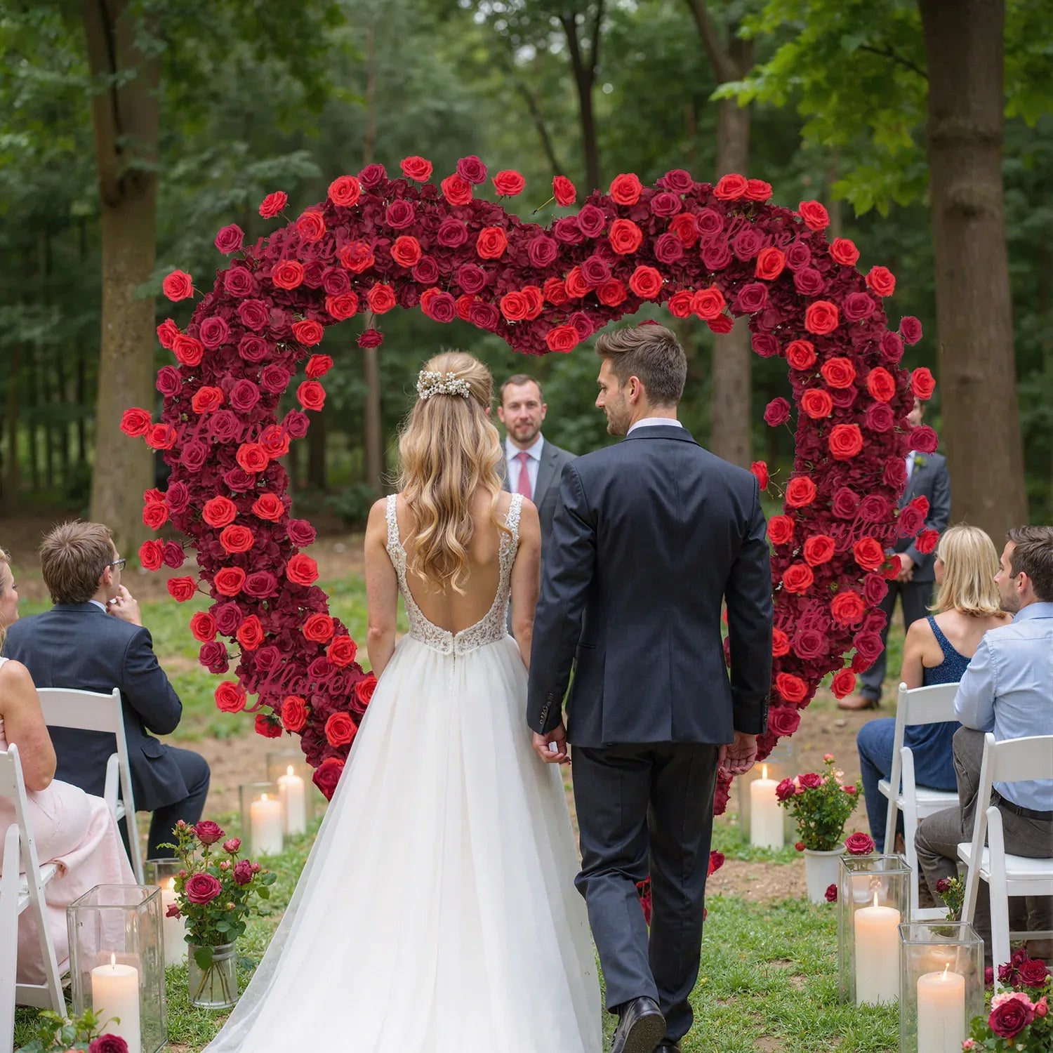 2*2m Rose Red Flower Wall Wedding Decor - Uflower