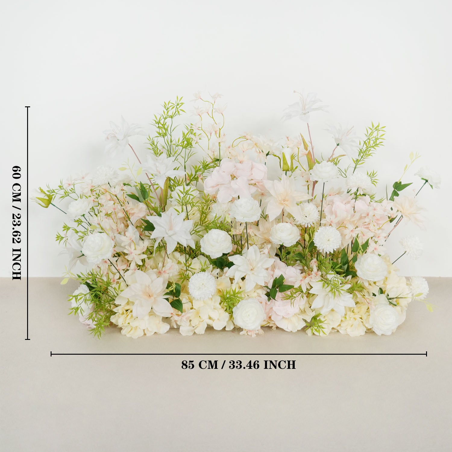 Uflower Artificial White Pink Wedding KT Backdrop Flower Row Decor