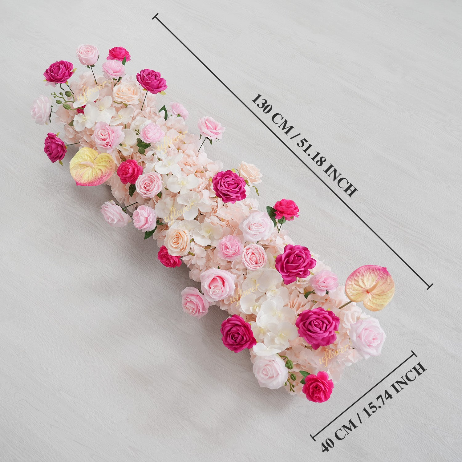 Uflower Pink Rose Floral Door Arch Wedding Party Backdrop Decoration