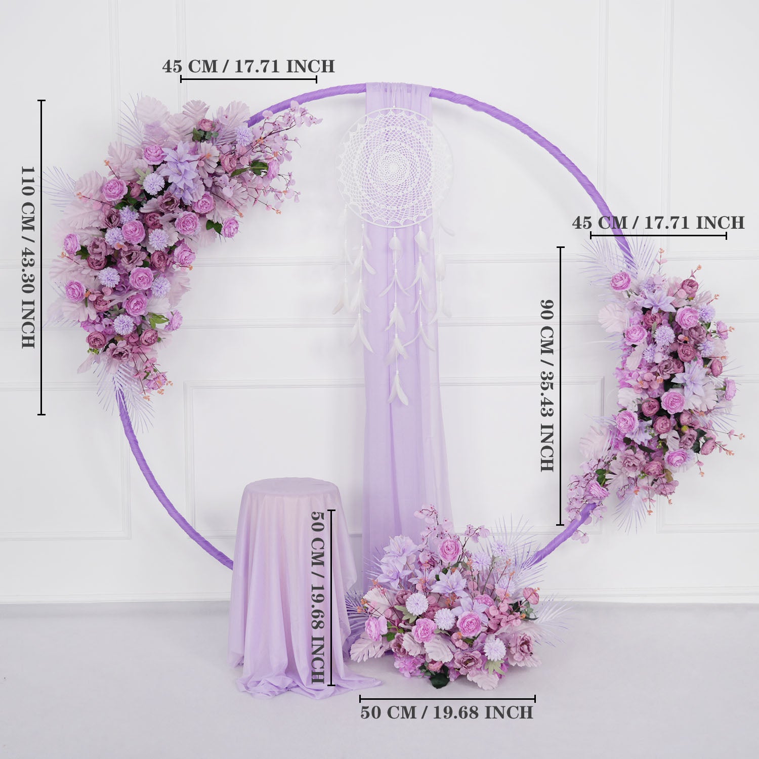Artificial Purple Wedding KT Backdrop Flower Row Decor