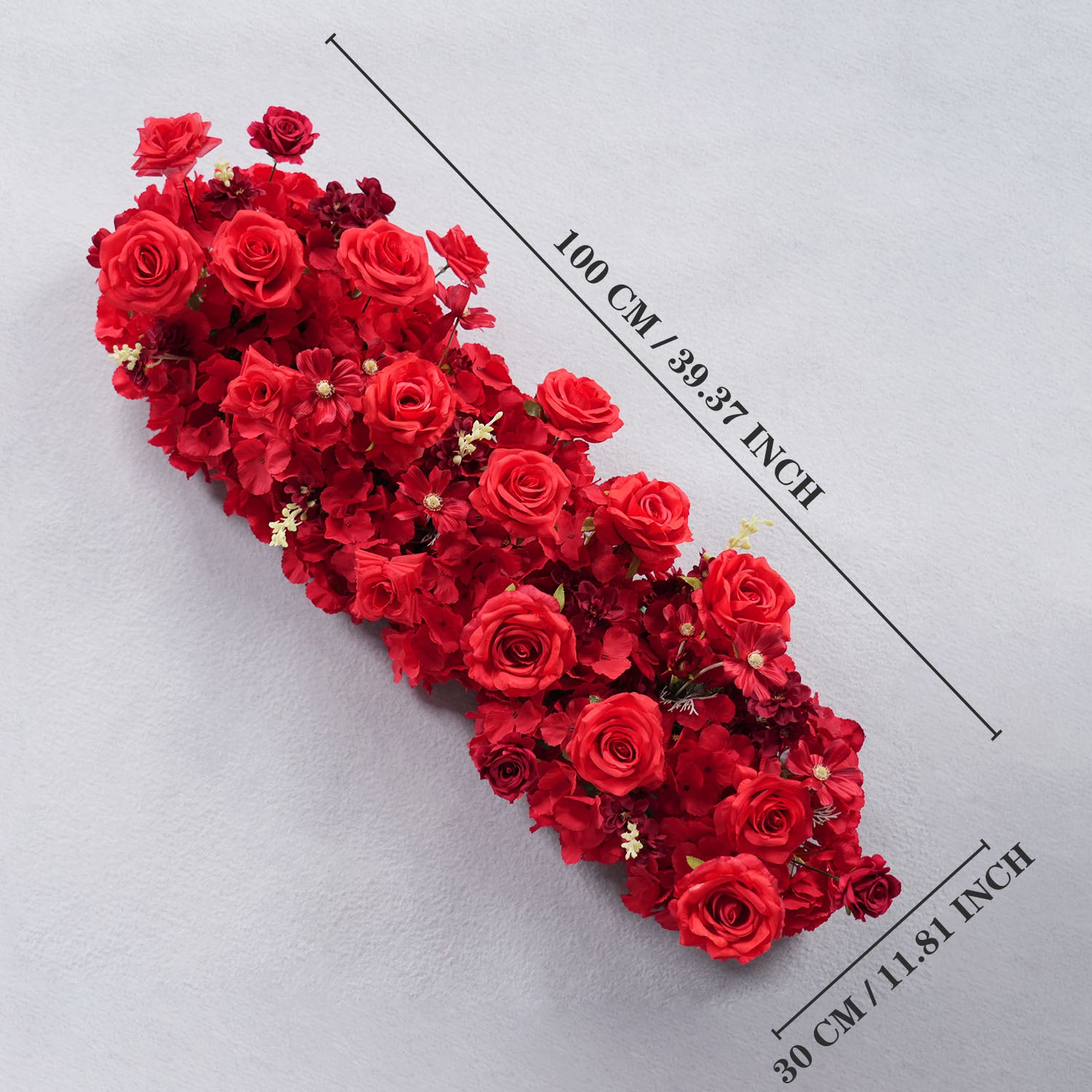 Uflower Red Rose Floral Square Arch Wedding Party Backdrop Decoration
