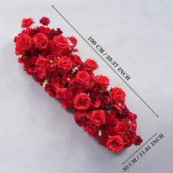 Uflower Red Rose Floral Square Arch Wedding Party Backdrop Decoration