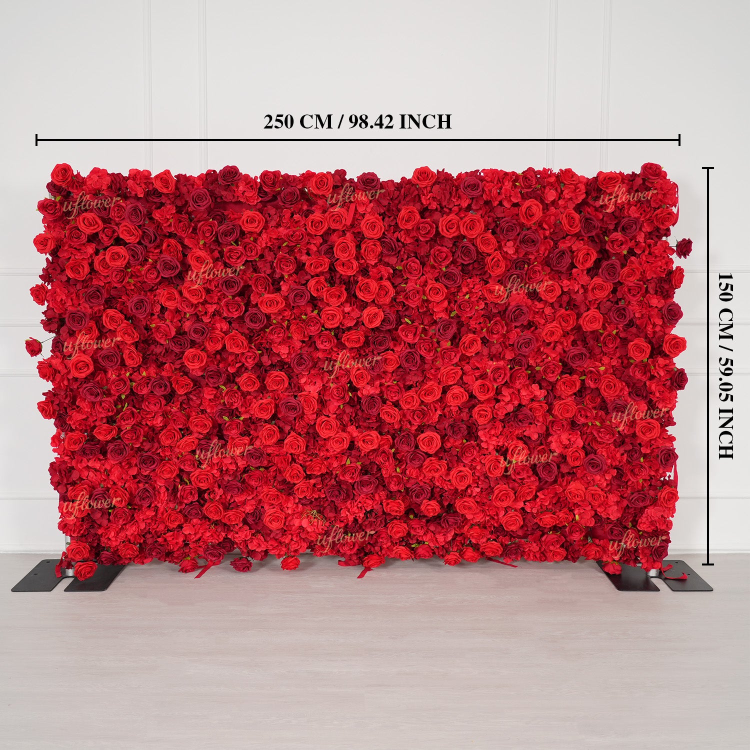 Uflower Artificial Red Rose Wedding Flower Wall Decoration