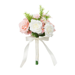 Uflower Pink White Series Bride Bouquet Wrist Corsage Groom Boutonniere Wedding Event Supplies