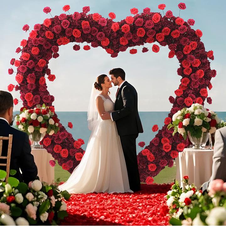 2.2m*2.2m Rose Heart-Shape Arch Flower