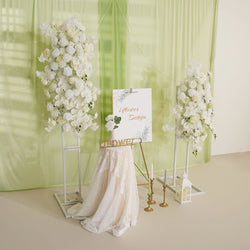 Uflower Artificial White Rose Flower Row Wedding KT Backdrop Decor