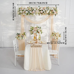 Artificial Champagne Pink White Rose Flower Arrangement Wedding Backdrop Decor Props