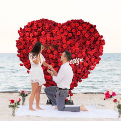 2*2m Red Rose Heart Shaped Flower Wall Wedding Background