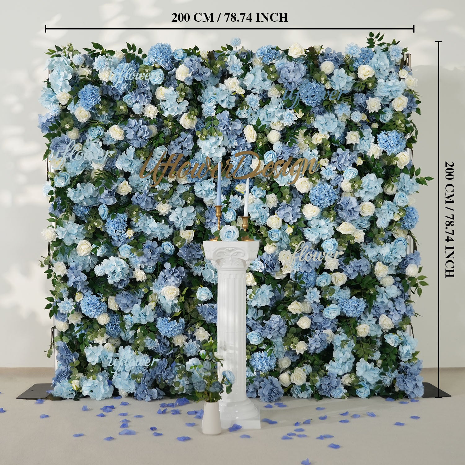 Uflower Blue White Flower Wall Floral Backdrop Wedding Party Proposal Decor