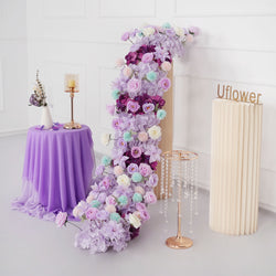 Uflower Purple Table Runner Arrangement Wedding Backdrop Wall Decor