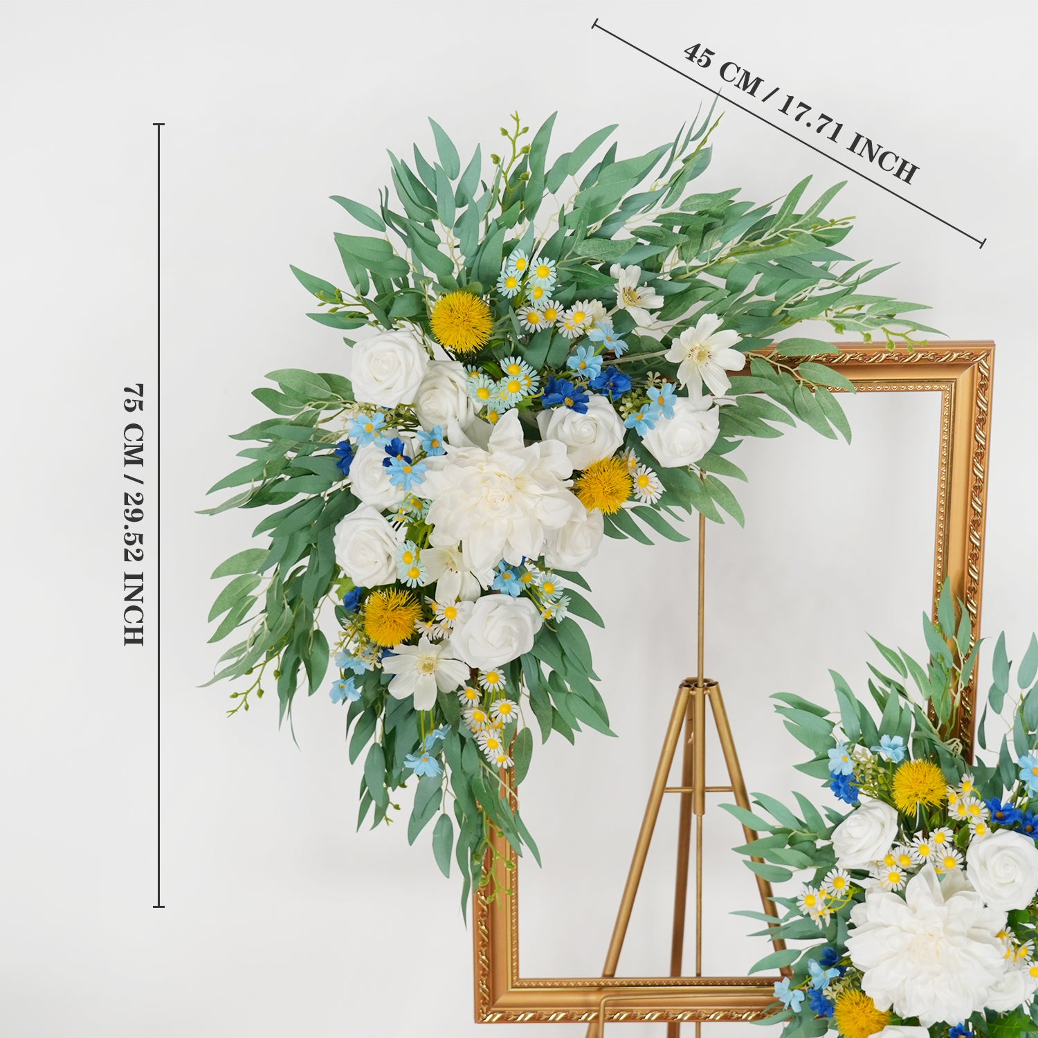 Uflower Rose Green White Flower Willow Leaf Wedding Welcome Flower Floral Decor