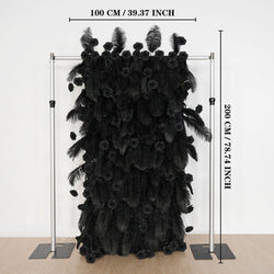 Uflower Artificial Black 5D Flower Wall Wedding Backdrop Decoration
