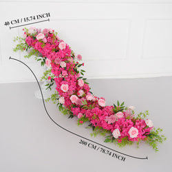 Uflower Pink Rose Green Leaf Wedding Backdrop Floral Arrangement