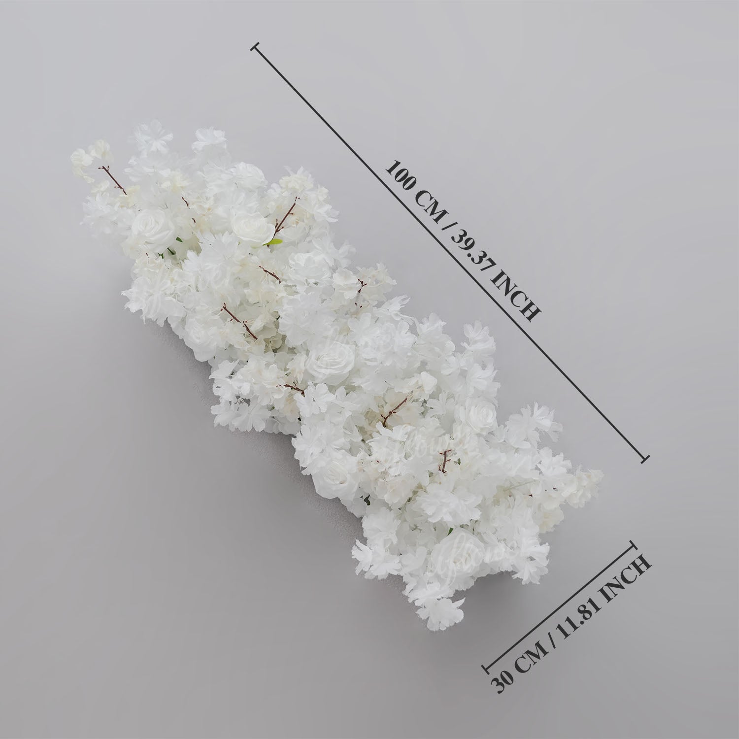 Uflower White Cherry Blossom Flower Row Wedding KT Backdrop Decor