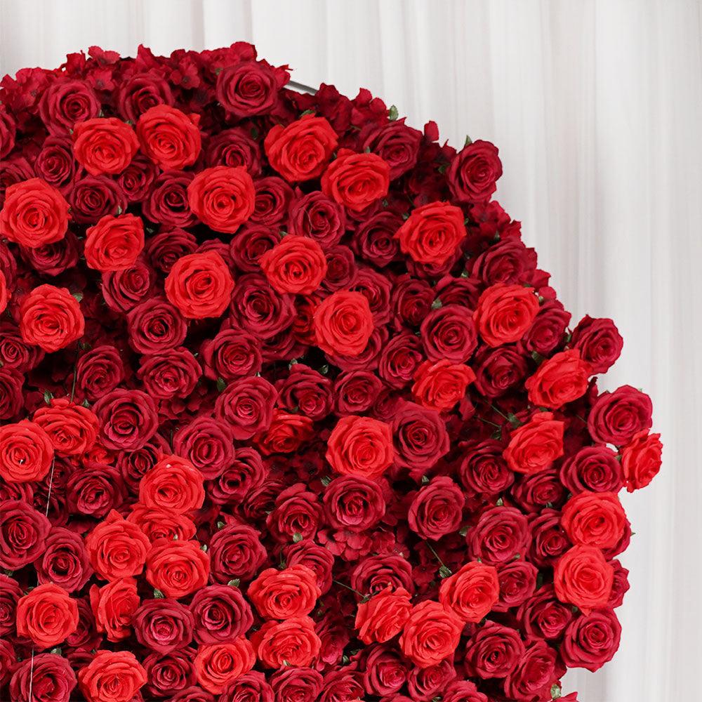 2*2m Red Rose Heart Shaped Flower Wall Wedding Background