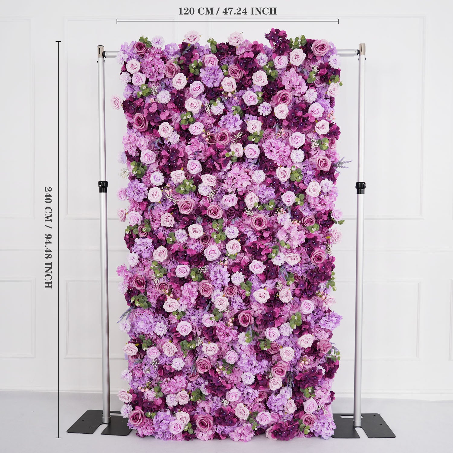Uflower Purple Rose Flower Wall Backdrop Wedding Party Decoration