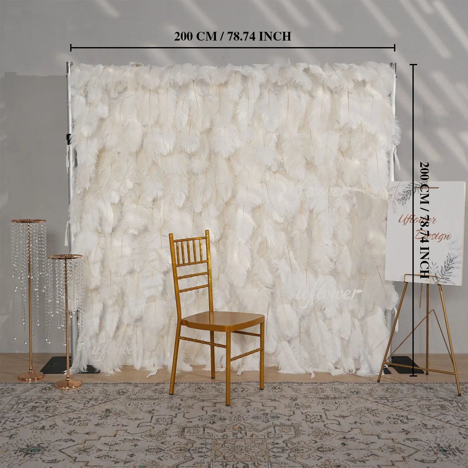 Uflower Artificial White 5D Flower Wall Wedding Backdrop Deco Birthday Party - Uflower