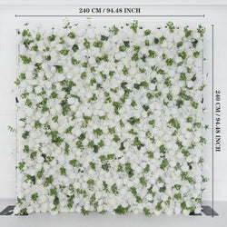 Uflower Artificial White Rose Wall Wedding Backdrop Decor