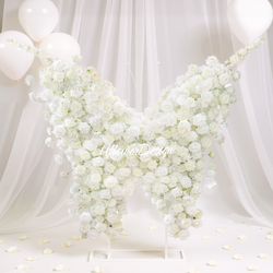 Uflower White Rose Butterfly Shaped Arch Wedding Party Backdrop Decor