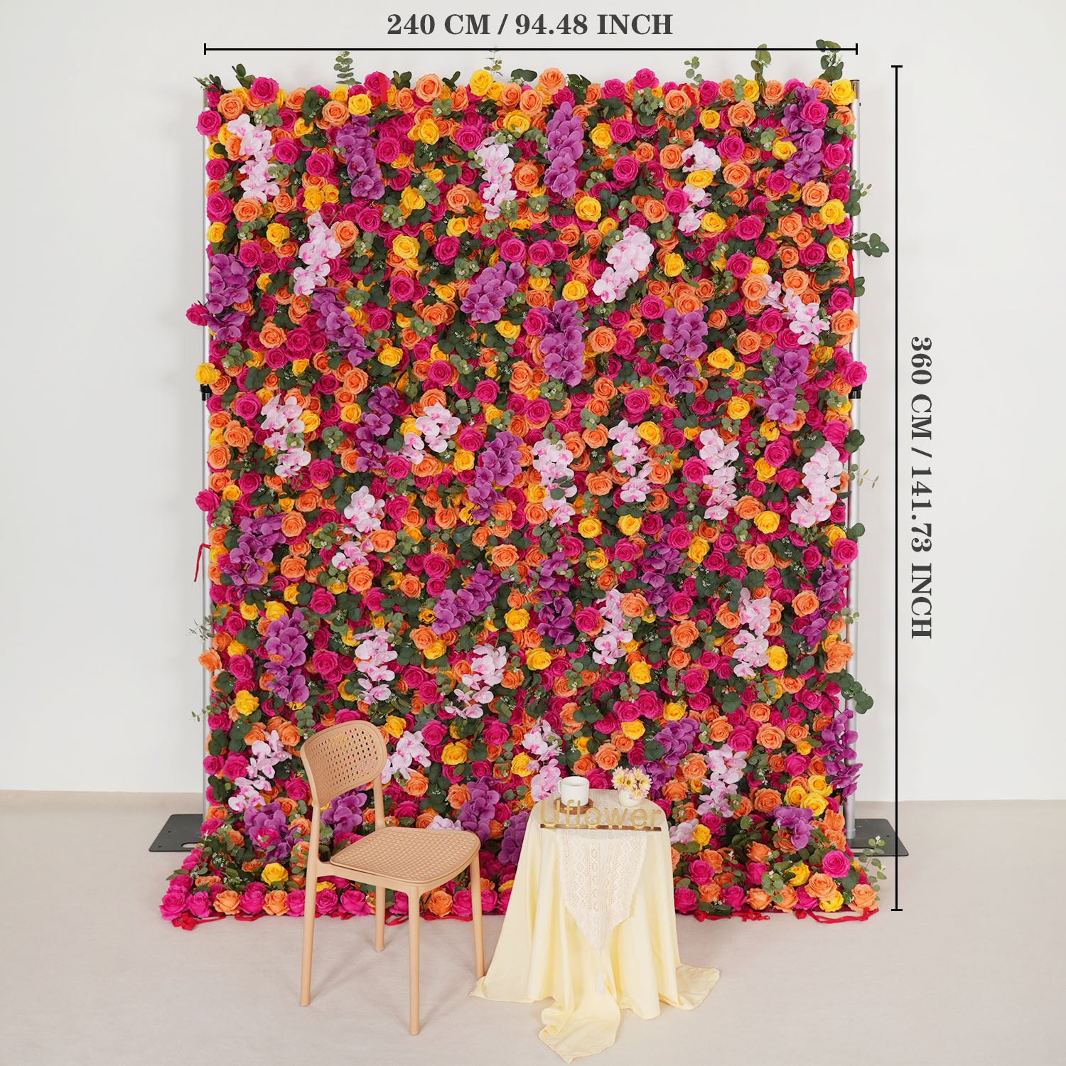 Artificial Mix Rose Butterfly Orchid 5D Wedding Flower Wall