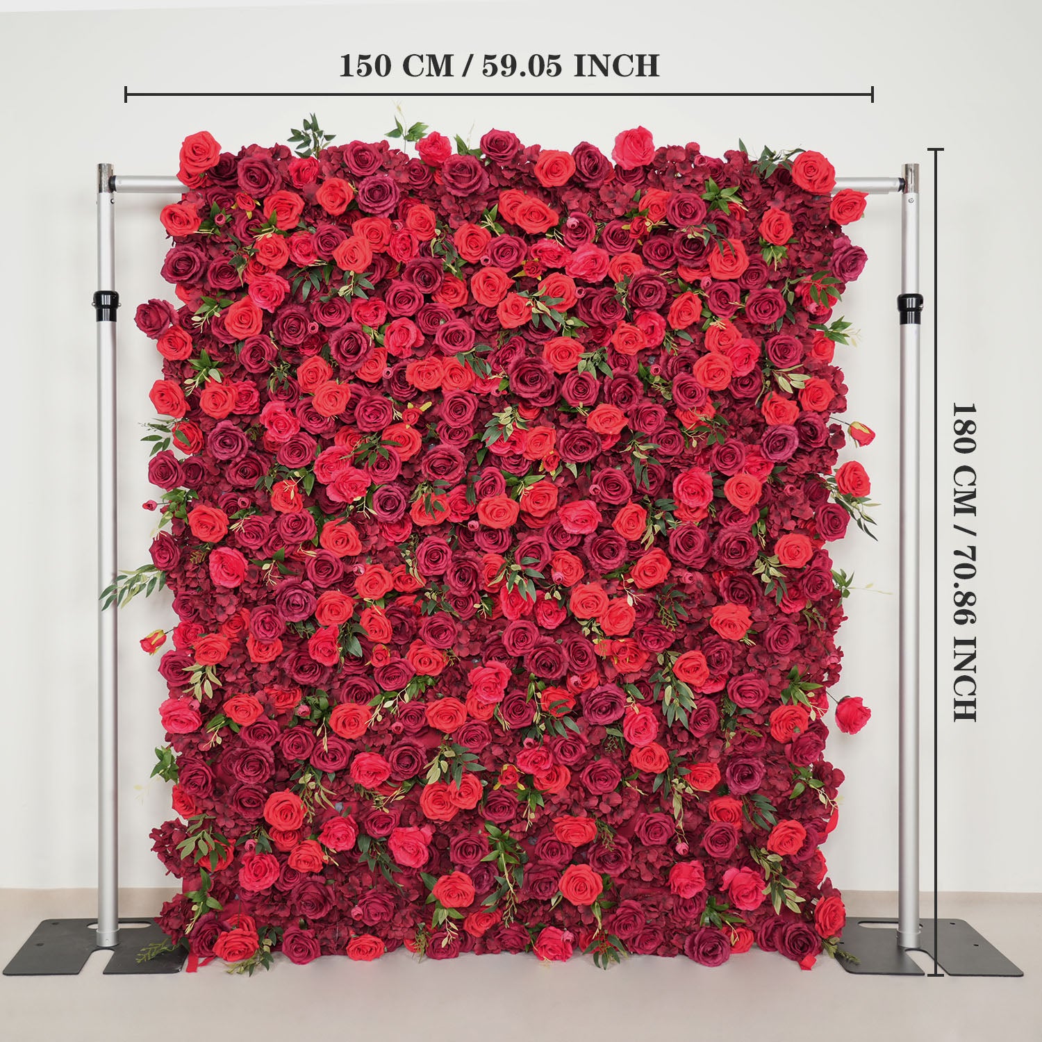 Uflower Artificial Red Rose Wall Wedding Backdrop Decor
