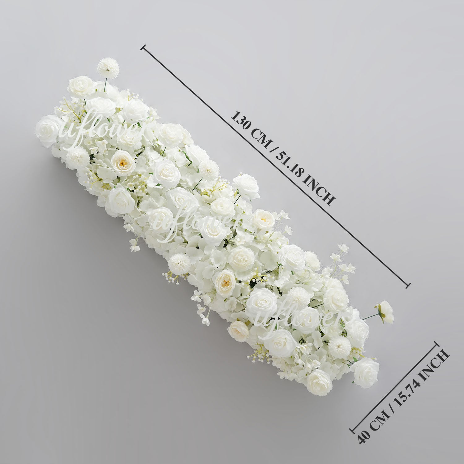 Uflower Pink White Rose Table Runner Sofa Floral Wedding Backdrop Decor