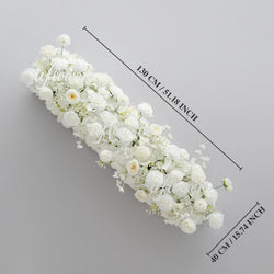 Uflower Pink White Rose Table Runner Sofa Floral Wedding Backdrop Decor
