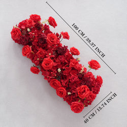 Uflower Red Rose Floral Square Arch Wedding Party Backdrop Decoration