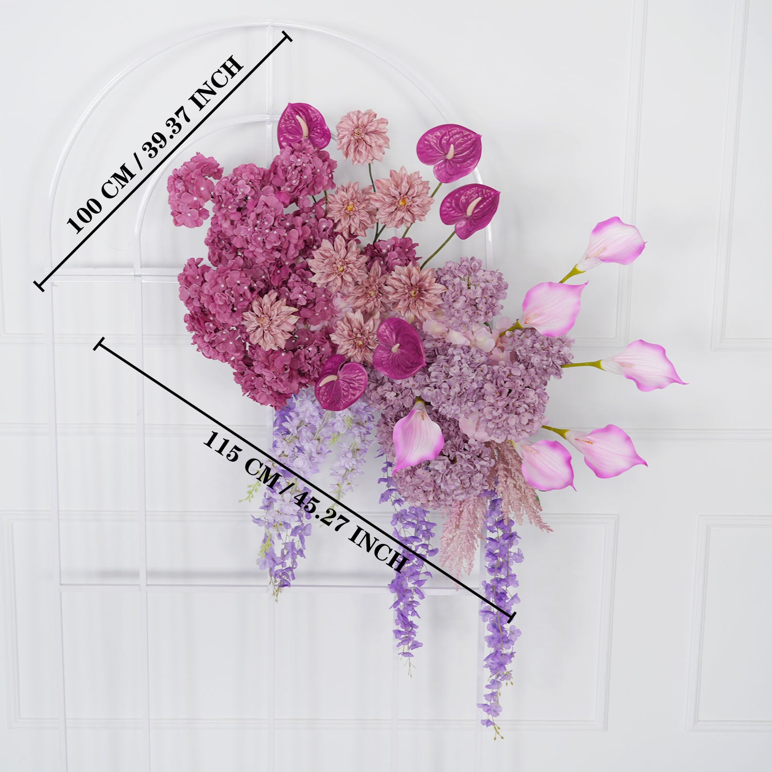 Uflower Rose Hydrangea Calla Lily Wedding Backdrop Arch Hanging Flower Row Floor Floral Arrangement