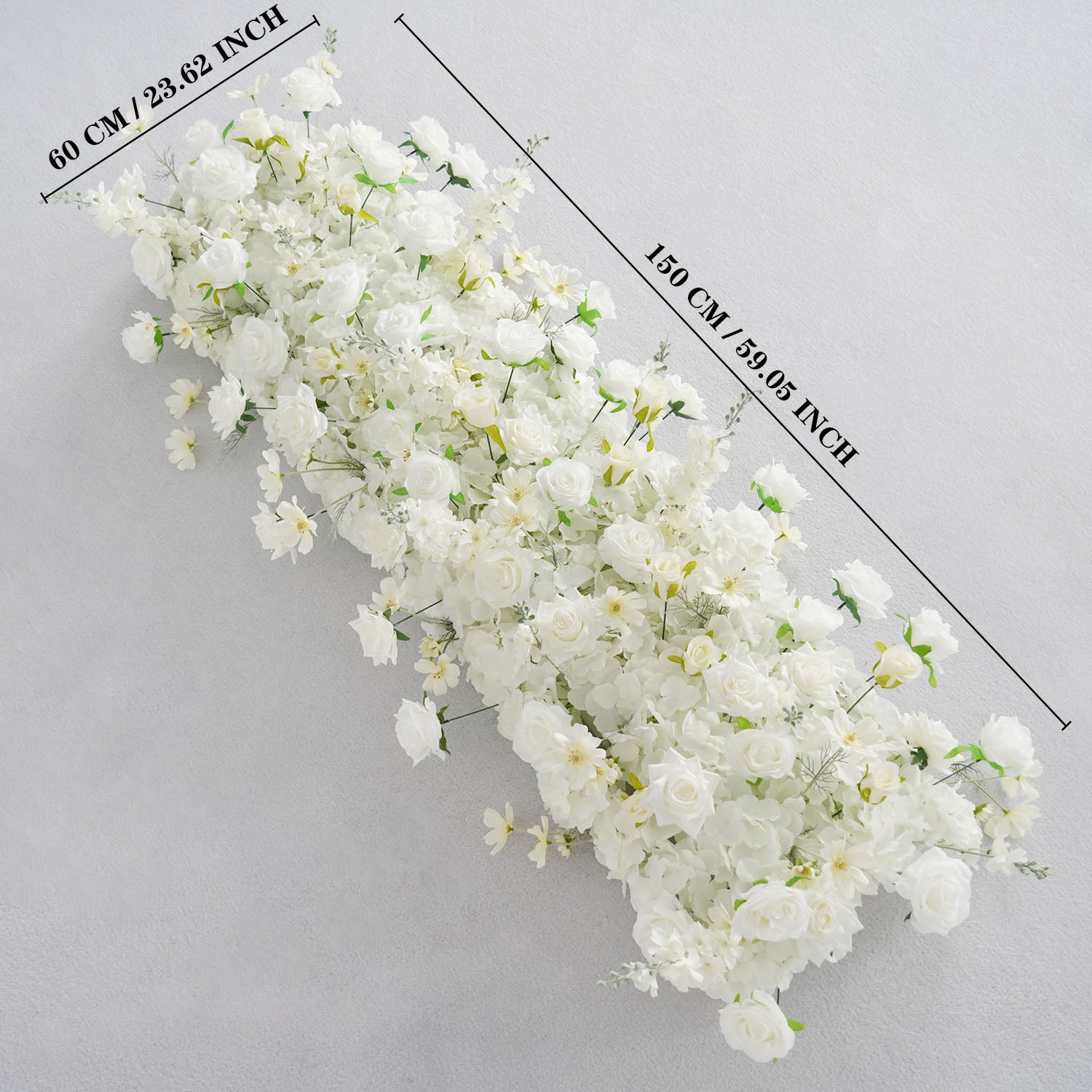 Uflower White Rose Sofa Table Runner Floor Flower Arrangement