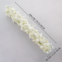 Uflower White Rose Table Runner Sofa Floral Wedding Backdrop Decor