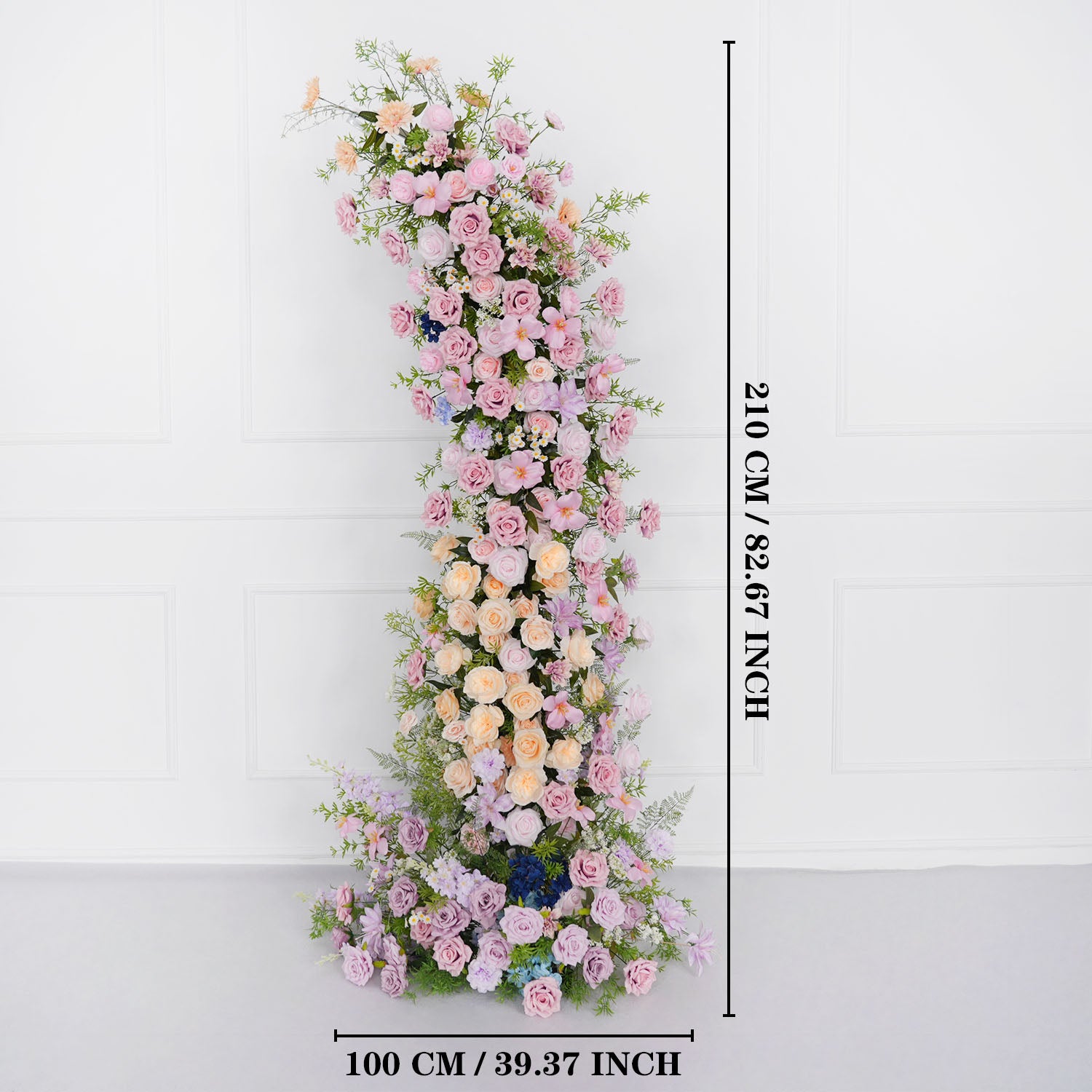 Uflower Pink Purple Rose Floral Arch Wedding Backdrop Decor