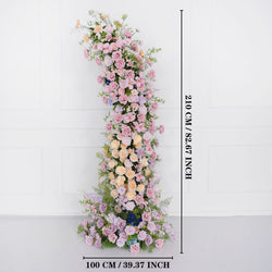 Uflower Pink Purple Rose Floral Arch Wedding Backdrop Decor