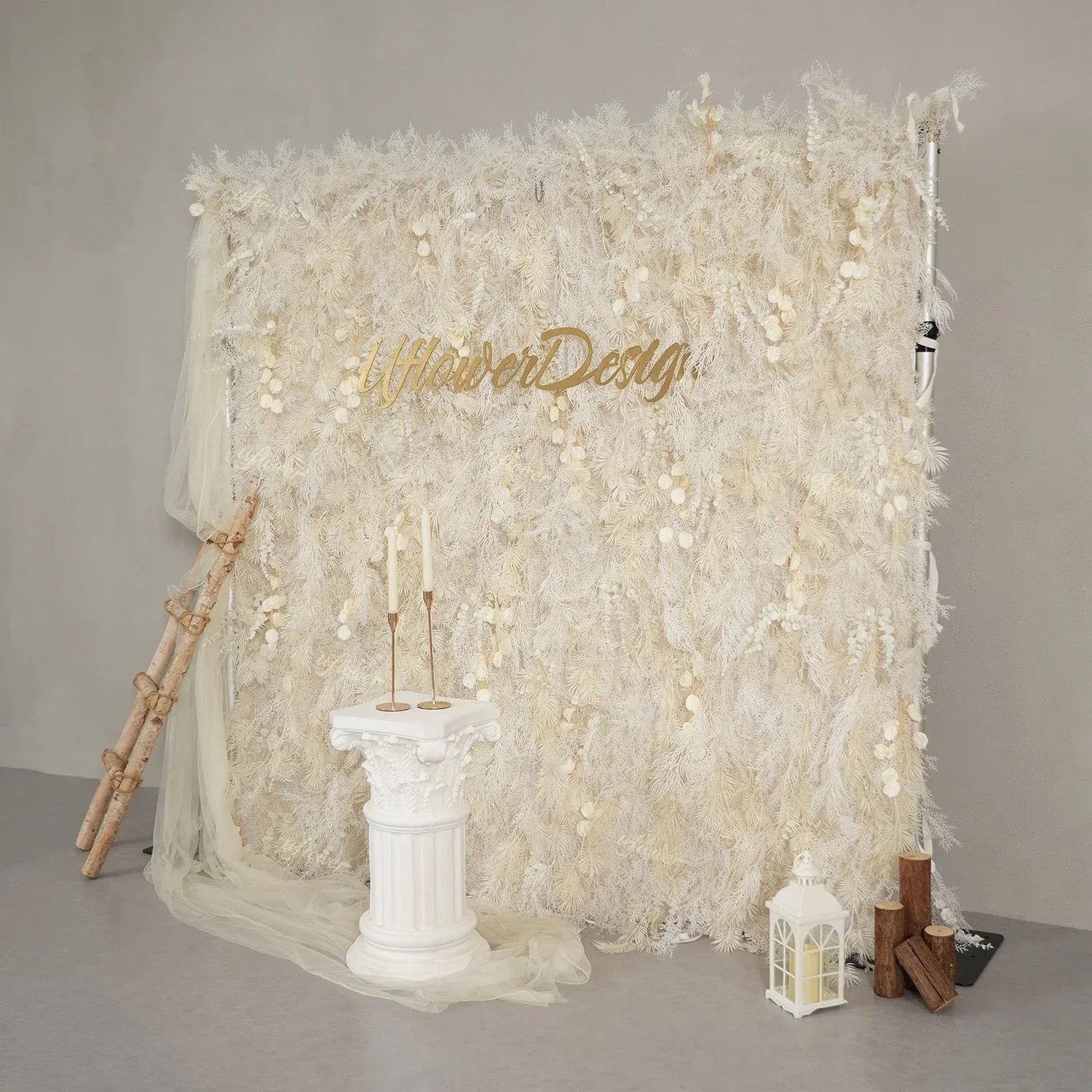 Uflower Luxury Ivory Lantern Flower Wall Backdrop Wedding Party Decoration SET80212 - Uflower