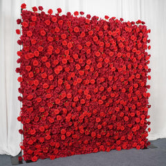 Artificial Red Rose Flower Wall Wedding Roller Blind Decor