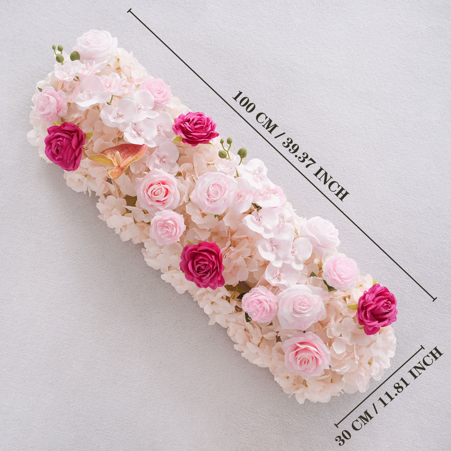 Uflower Pink Floral Arrangement Wedding Arch Backdrop Party Flower Row Decor