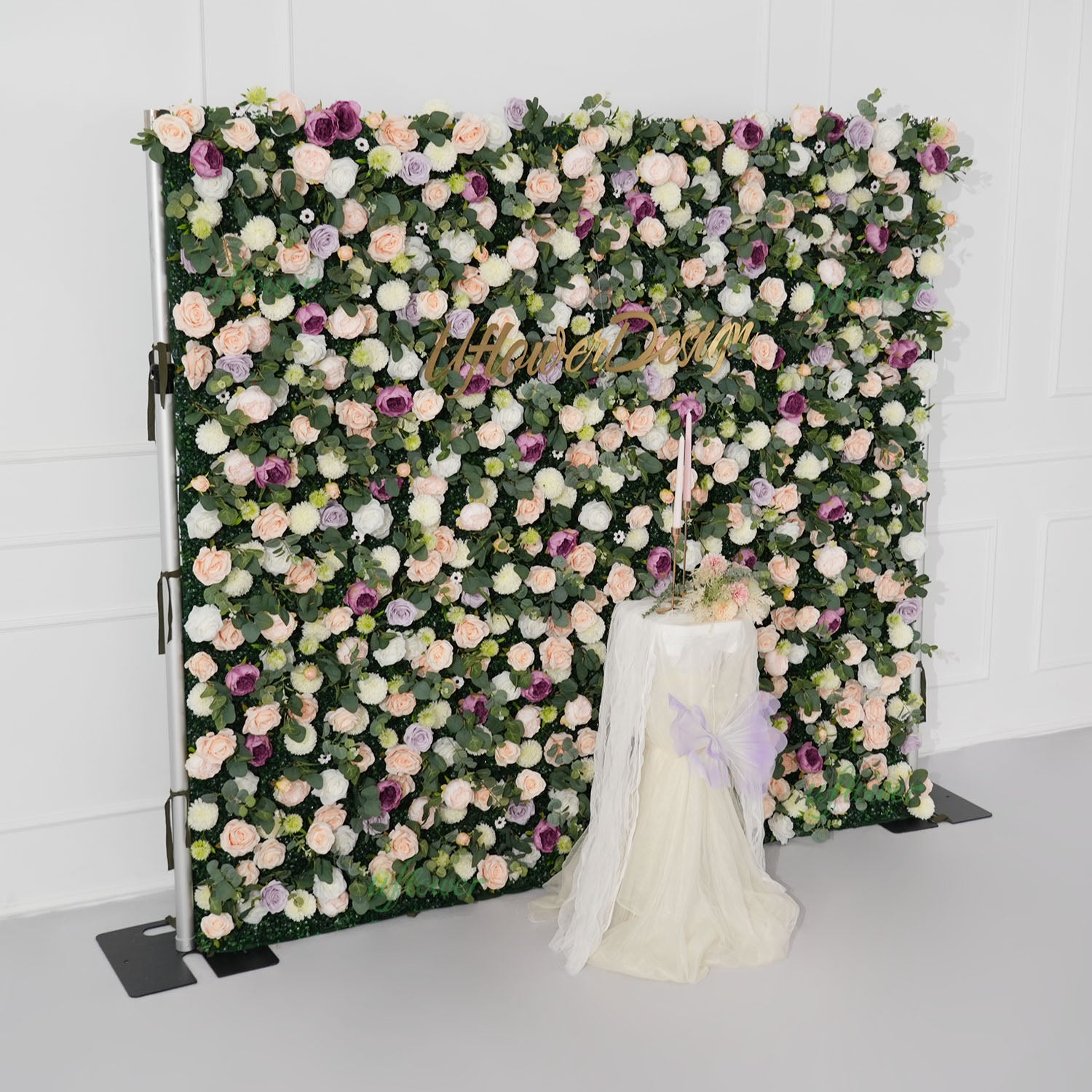 Uflower Purple Yellow Flower Wall Backdrop Wedding Party Decoration