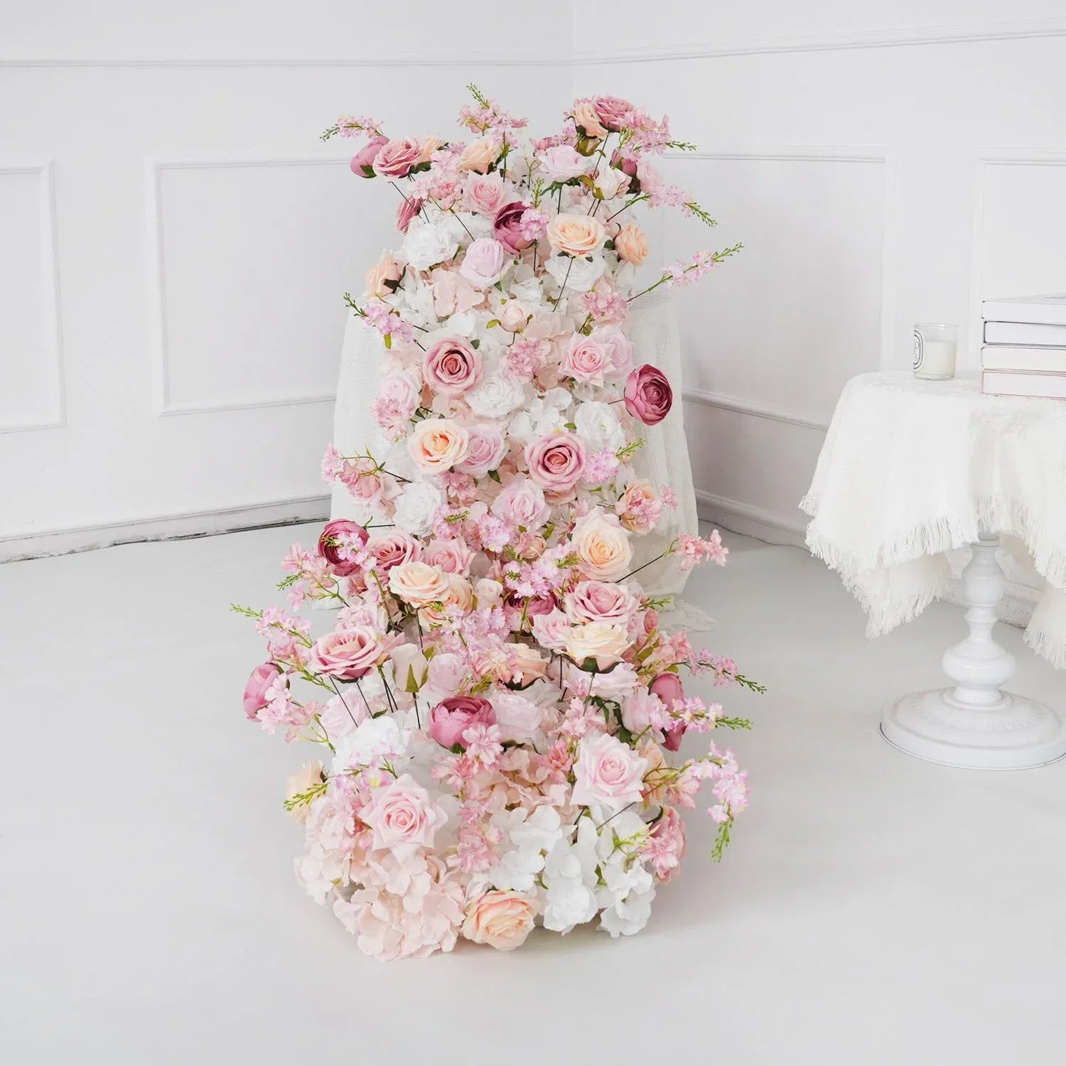 Uflower Artificial Pink White Flower Row Wedding KT Backdrop Decor SET80152 - Uflower