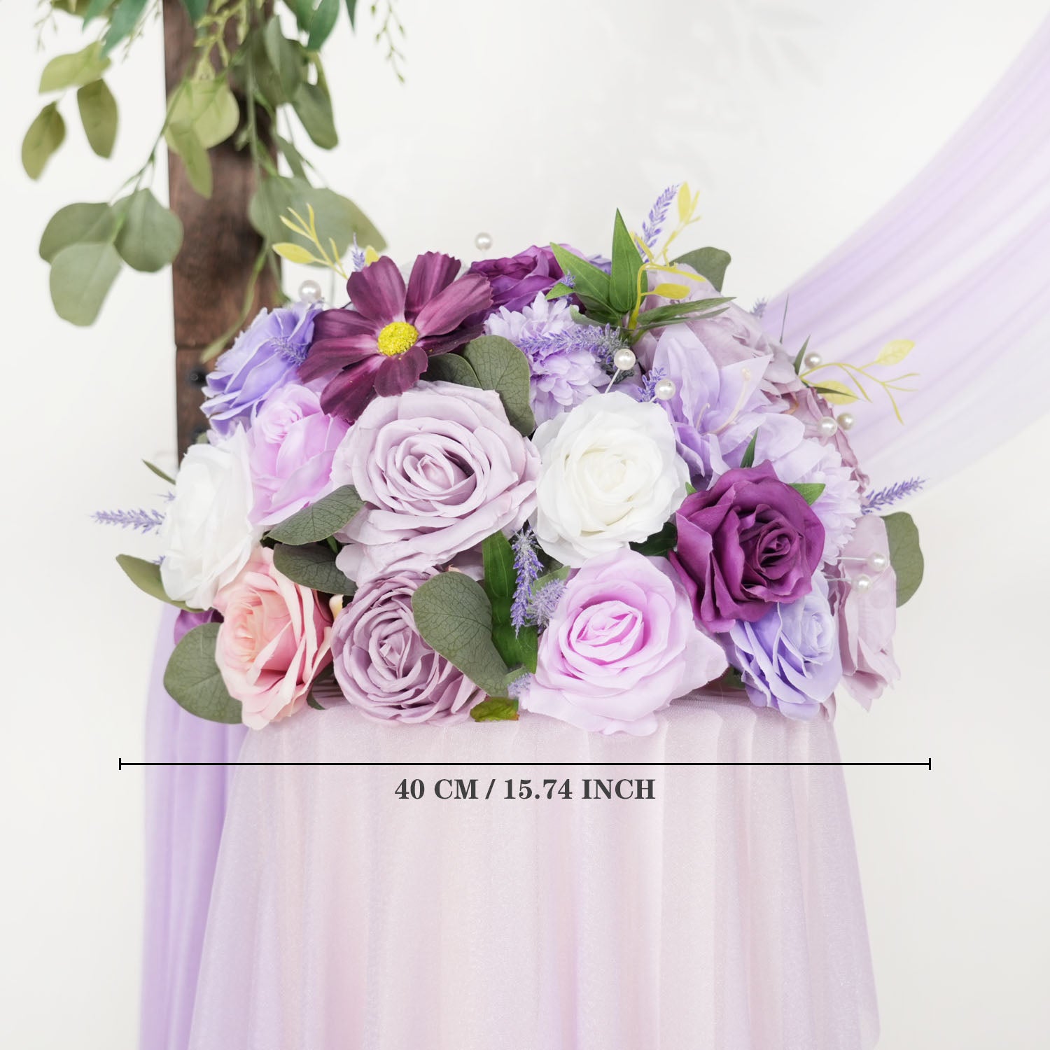 Purple Green Hanging Artificial Flower Corner Floral