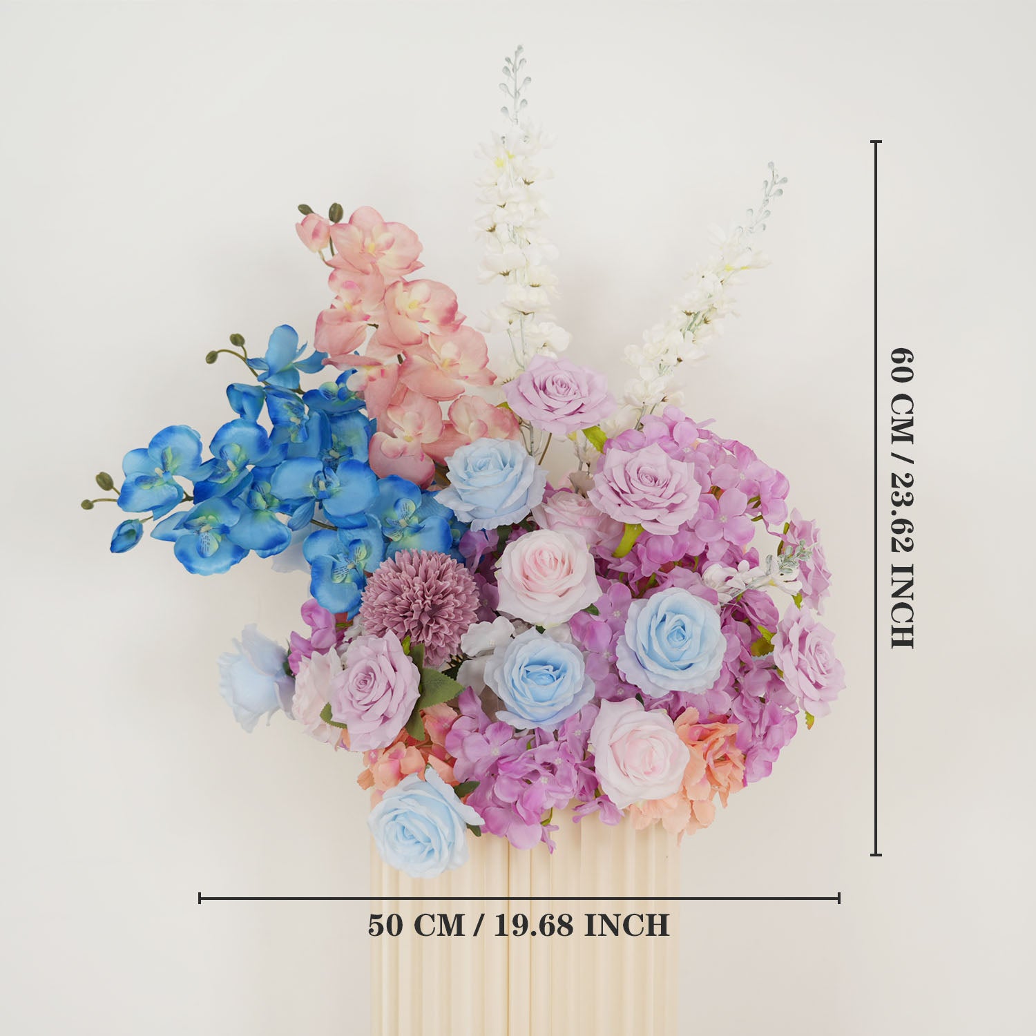 Uflower Artificial Purple Blue Wedding KT Backdrop Flower Row Decor