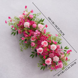 Uflower Pink Rose Green Leaf Wedding Backdrop Floral Arrangement