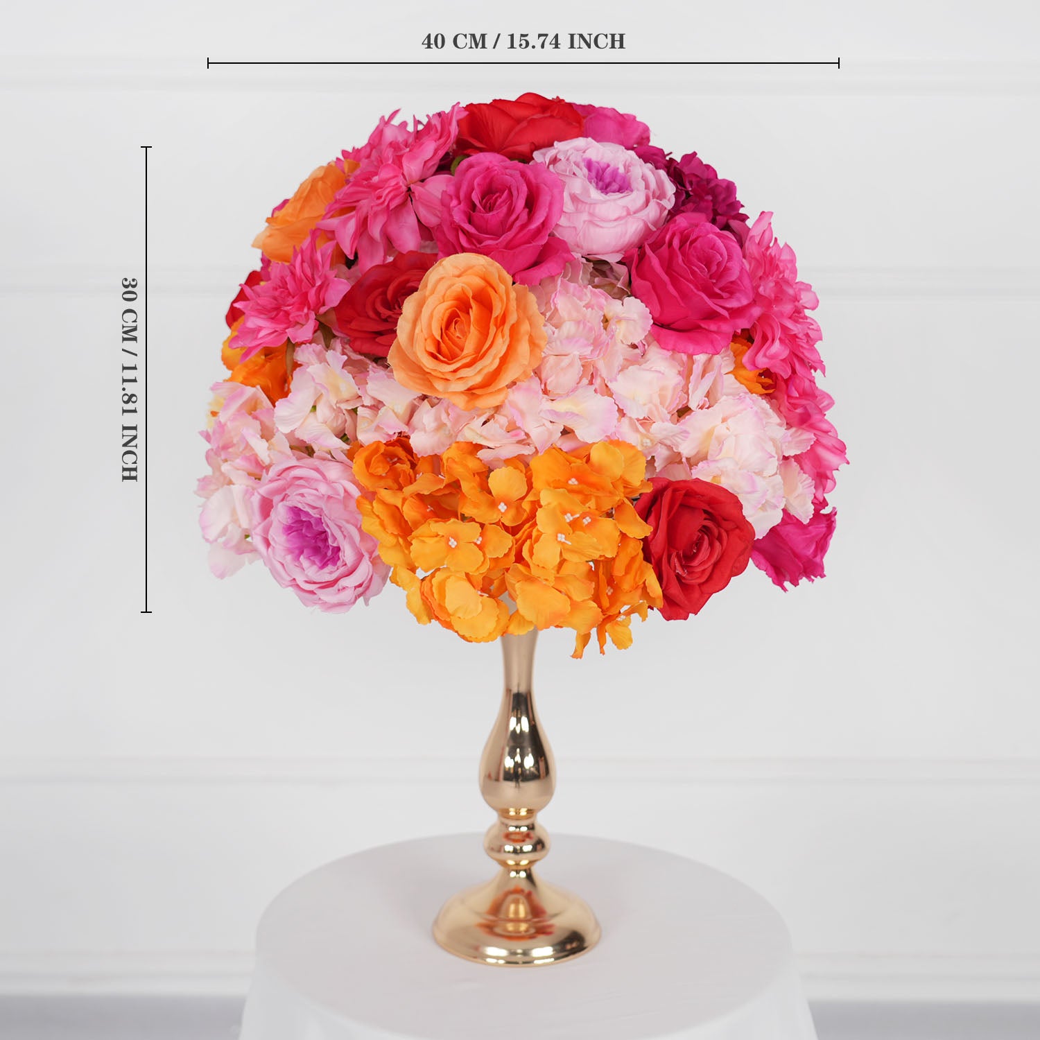 Artificial Orange Red Wedding KT Background Decor Flower Row