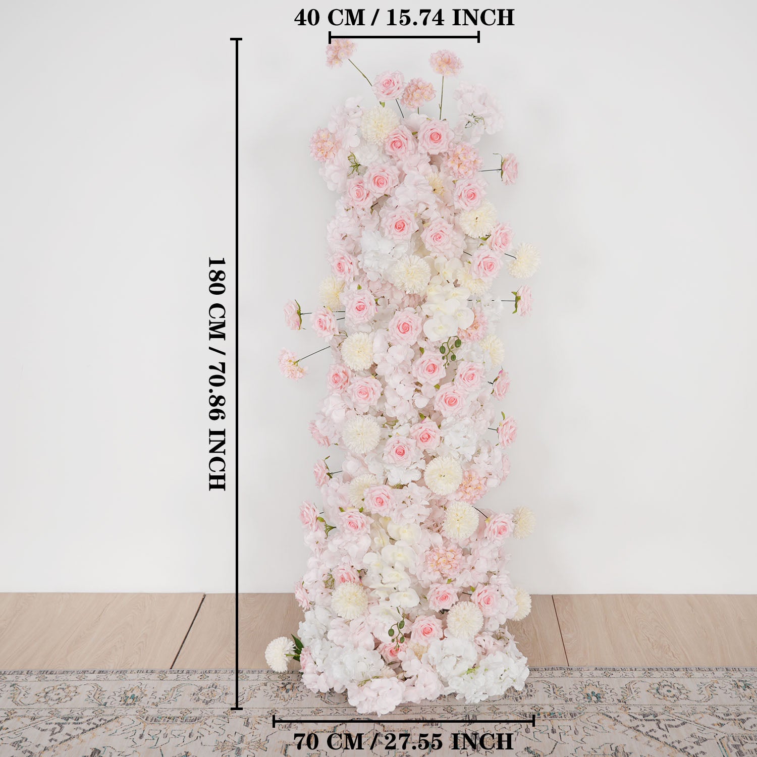 Uflower Pink Rose Orchid Pompoms Wedding Background Arch KT Board Decorative Flower