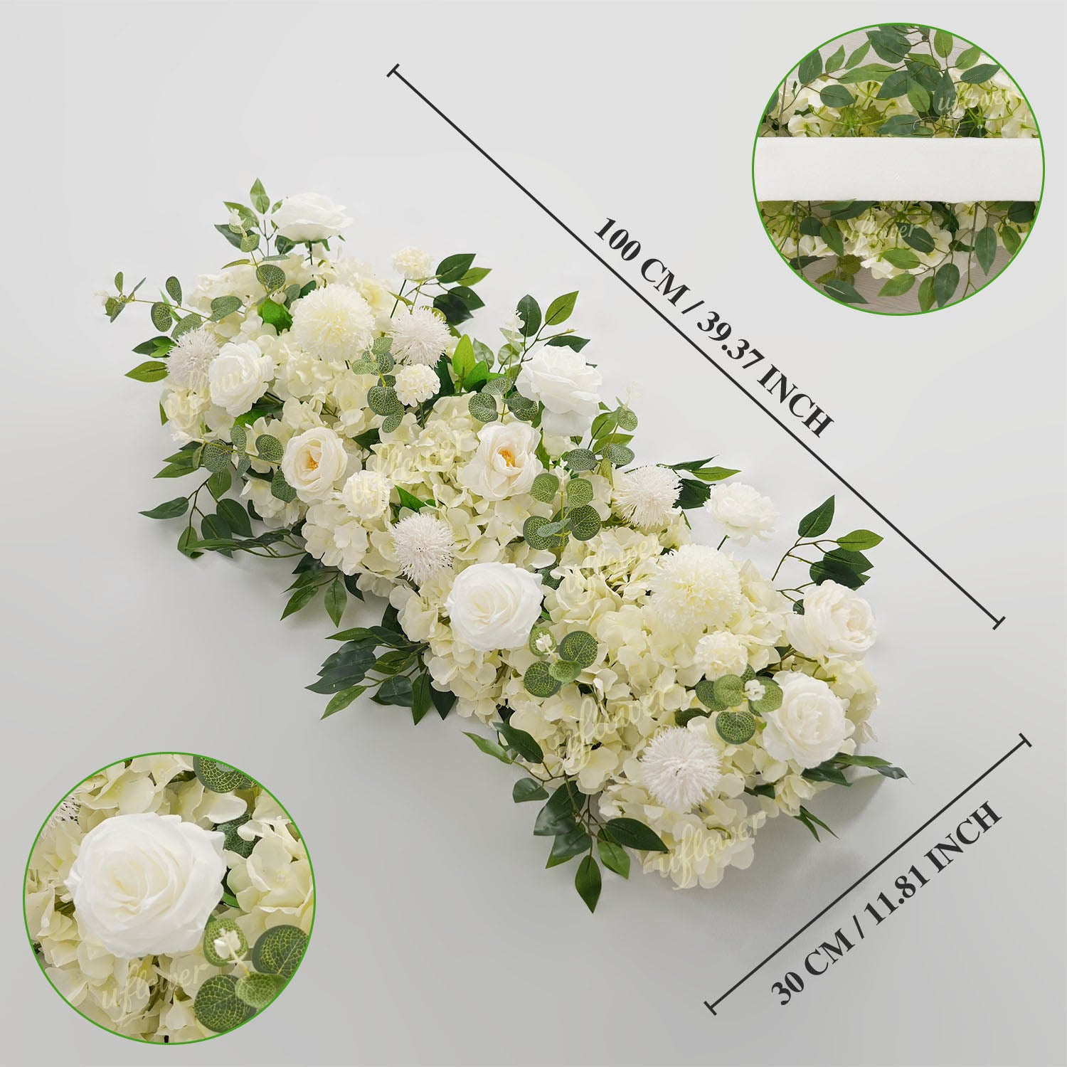 Uflower White Rose Greenery Floral Door Arch Wedding Party Backdrop Decoration