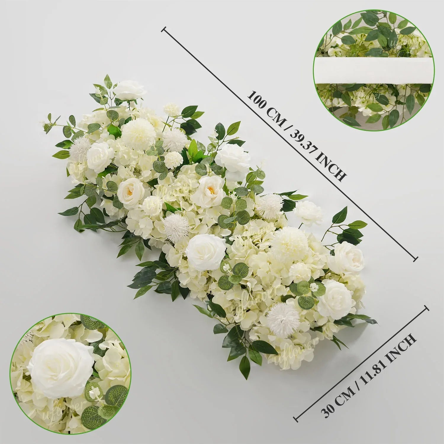 Uflower White Rose Greenery Floral Door Arch Wedding Party Backdrop Decoration SET80199 - Uflower