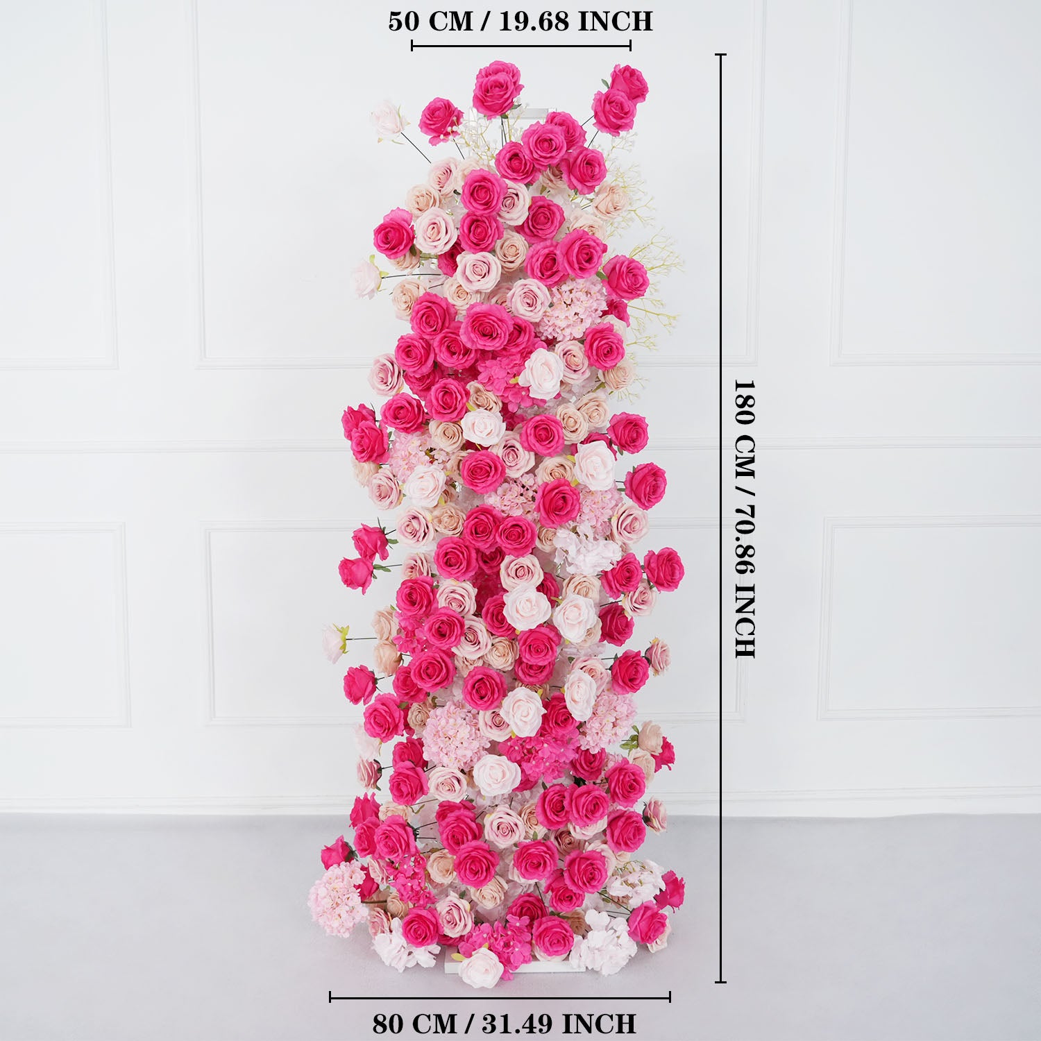 Uflower Rose red rose wedding background arch KT board decoration flower arrangement