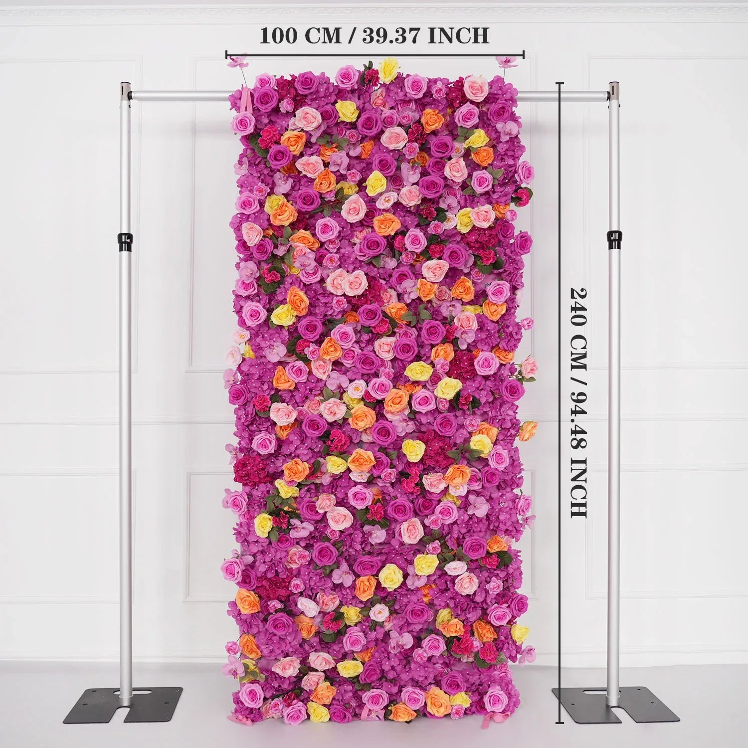 Uflower Flower Wall Hot Pink Orange Rose Floral Backdrop Wedding Party Proposal Decor Banquet Supplies - Uflower