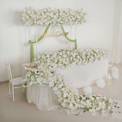 Uflower White Sofa Table Runner Floor Flower Arrangement Wedding KT Backdrop Decor