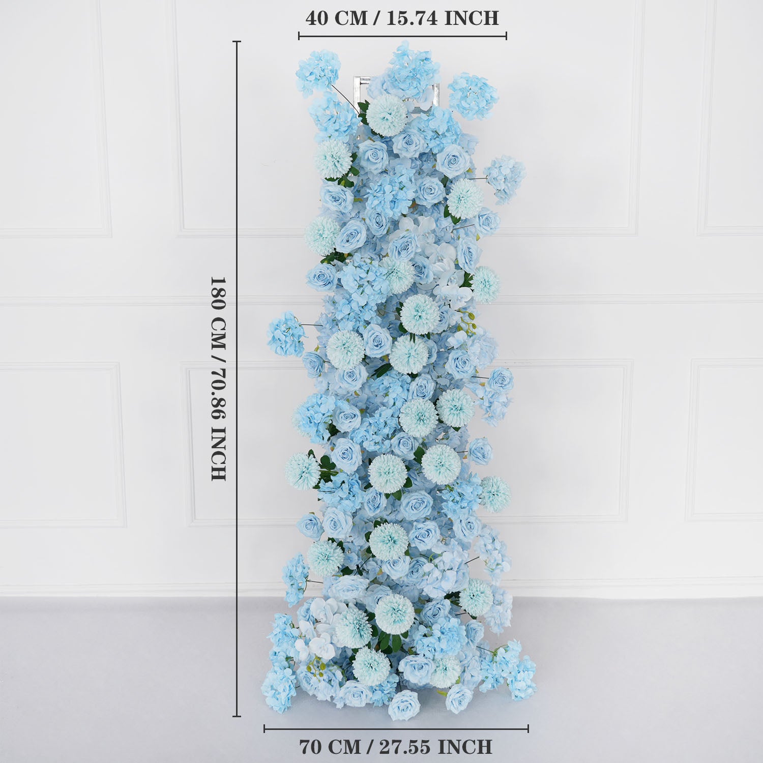 Uflower Blue Rose Orchid Pompoms Wedding Background Arch KT Board Decorative Flower